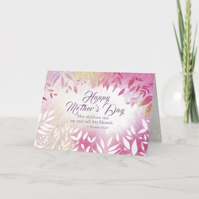 Inspirational Bible Verse Pink Floral Mother's Day Card (Front)