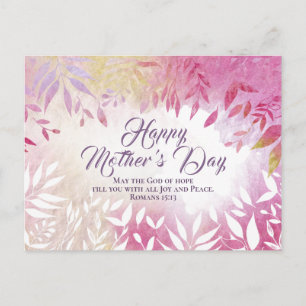 Inspirational Bible Verse Pink Floral Mother's Day Postcard
