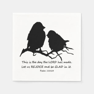 Inspirational Bible Verse Psalm 118:24 Birds Napkin