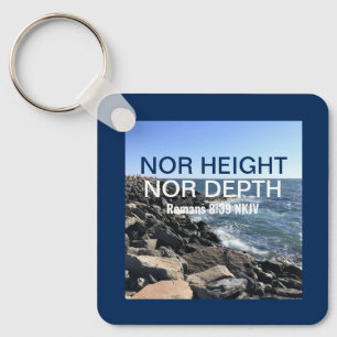 Inspirational Bible Verse Waves of the Sea Blue Key Ring