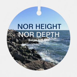 Inspirational Bible Verse Waves of the Sea Blue Metal Tree Decoration