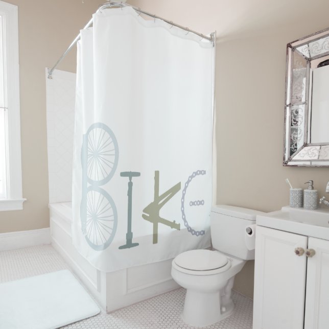 Inspirational Bike Word from Cycle parts Shower Curtain (In Situ)