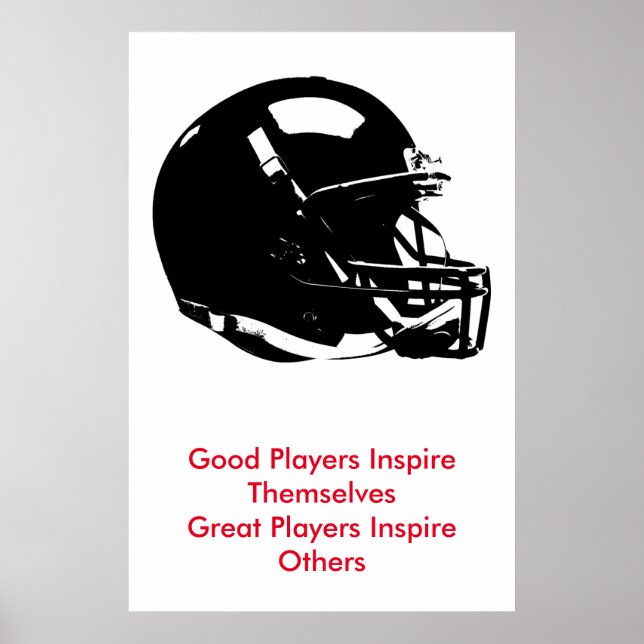 Inspirational Black White Pop Art Football Helmet Poster (Front)