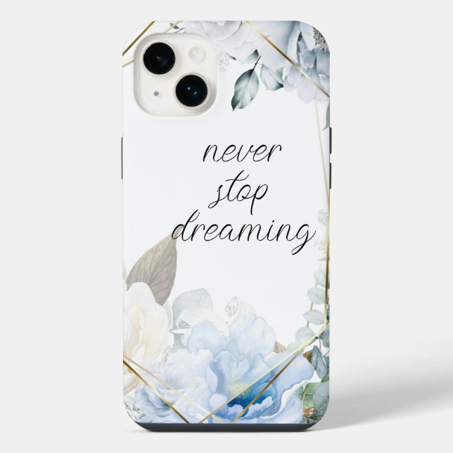Inspirational Blue Floral Watercolor iPhone Case (Back)
