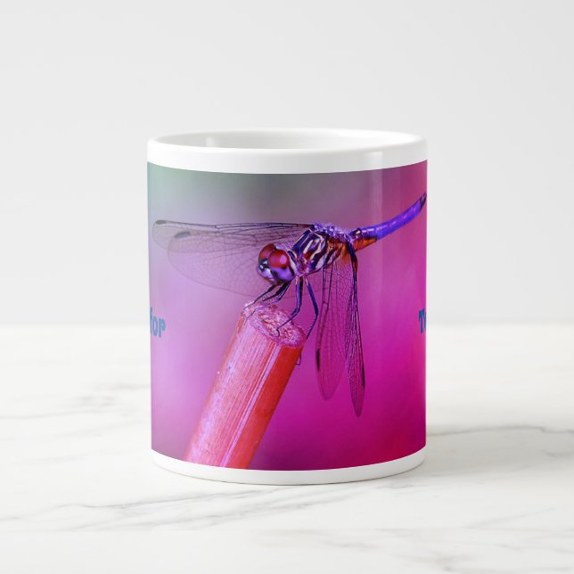 Inspirational Blue Purple Dragonfly Large Coffee Mug (Front)