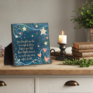 Inspirational Blue Stars  Hearts Memory Quote  Plaque