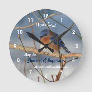 Inspirational Bluebird Of Happiness  Round Clock