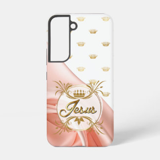 Inspirational Blush Satin Gold Crown Jesus Samsung Galaxy Case