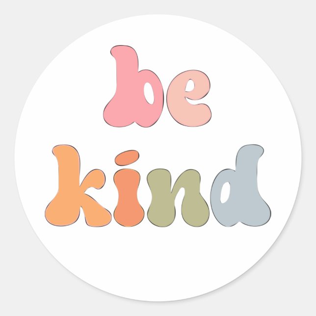 Inspirational Boho Colourful Watercolor Be Kind Classic Round Sticker (Front)