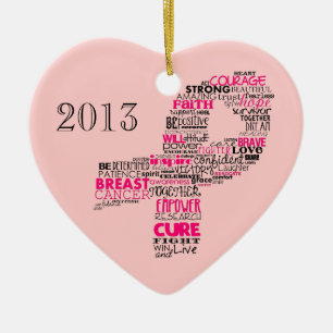 Inspirational Breast Cancer Awareness Ribbon Ceramic Tree Decoration