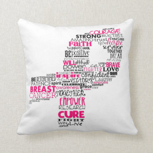 Inspirational Breast Cancer Awareness Ribbon Cushion