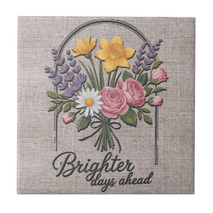Inspirational Brighter Days Head Quote/Sublimation Tile