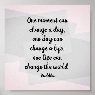 inspirational Buddha quote text on grey Poster