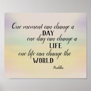 inspirational Buddha quote watercolor wash design Poster