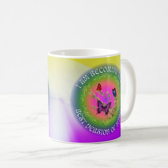 Inspirational Butterfly Coffee Mug, Self Growth Mug (Front Right)