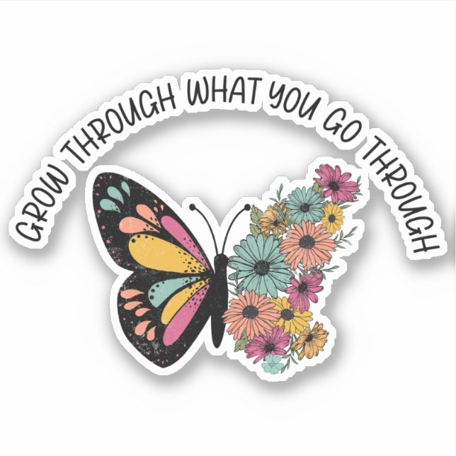 Inspirational Butterfly Flowers Quote (Front)