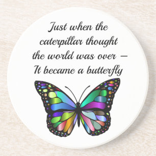 Inspirational Butterfly Quote Elegant Hopeful  Coaster