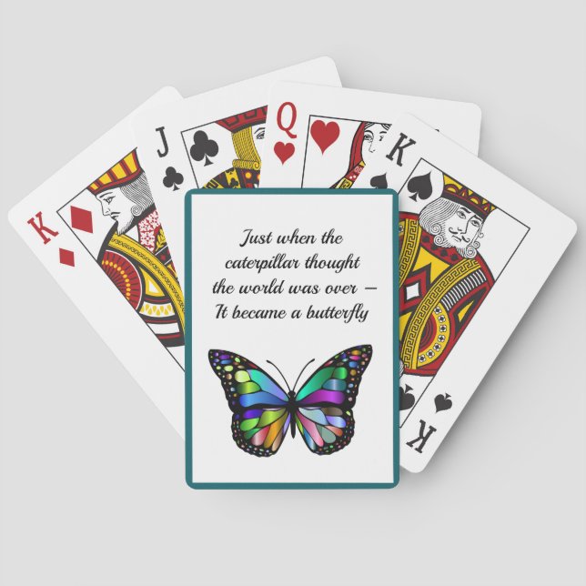 Inspirational Butterfly Quote Elegant Hopeful Playing Cards (Back)