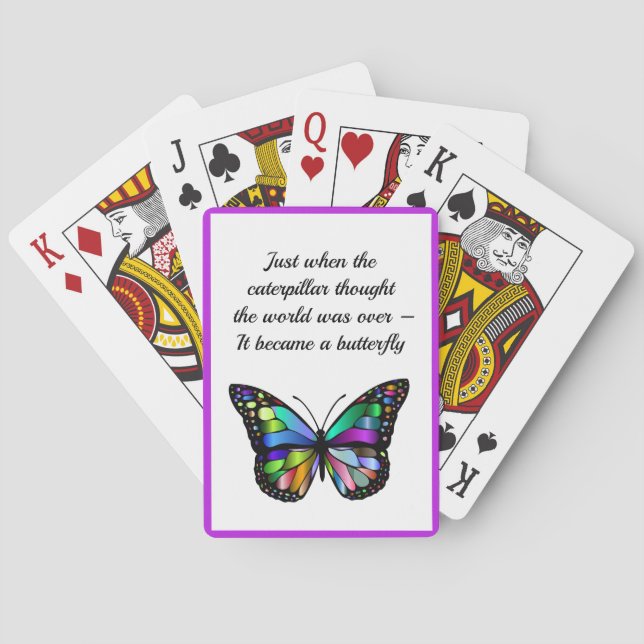 Inspirational Butterfly Quote Elegant Hopeful Playing Cards (Back)