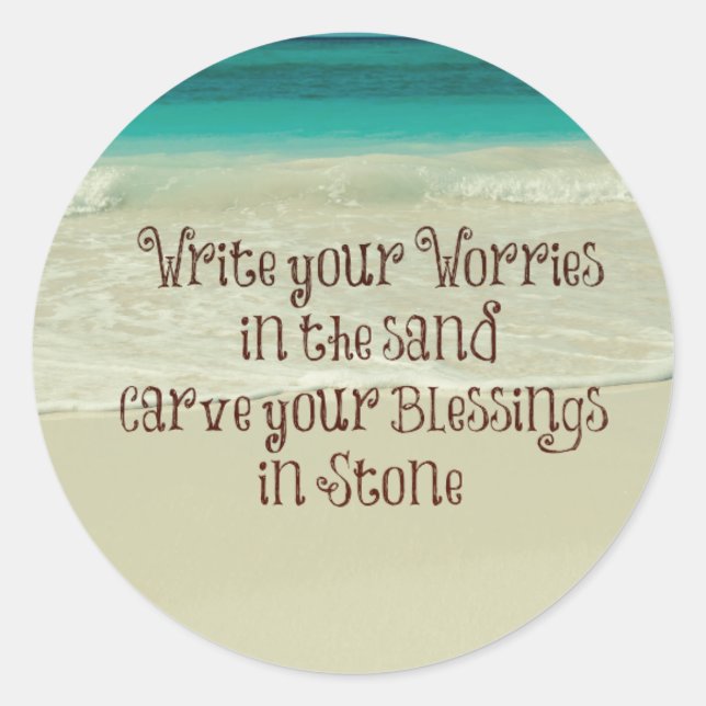 Inspirational Carve your Blessings in Stone Quote Classic Round Sticker (Front)