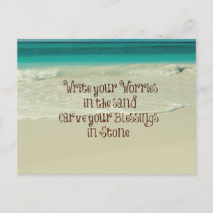Inspirational Carve your Blessings in Stone Quote Postcard