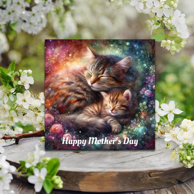 Inspirational Cat Mum Kitten Floral Mother's Day Card (Creator Uploaded)