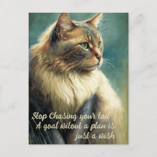 Inspirational Cat Postcard With Productivity Quote