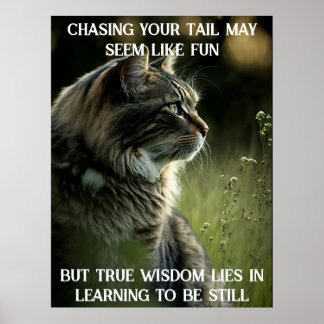 Inspirational Cat Poster With  Motivational Quote
