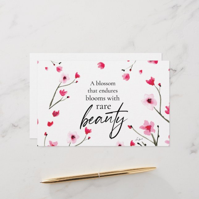 Inspirational Cherry Blossom Watercolor Quote  Stationery (Front/Back In Situ)