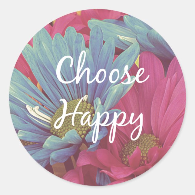 Inspirational Choose Happy Quote Affirmation Classic Round Sticker (Front)