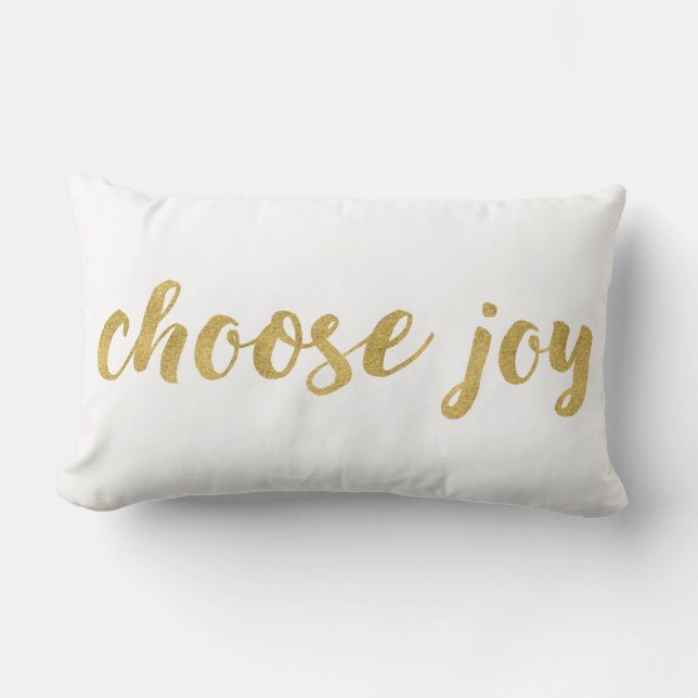 Inspirational Choose Joy In Gold Decorative Lumbar Cushion (Front)