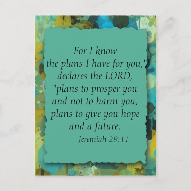 Inspirational Christian Bible God's Plans Postcard (Front)