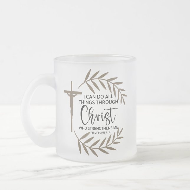 Inspirational Christian Bible Verse  Frosted Glass Coffee Mug (Left)