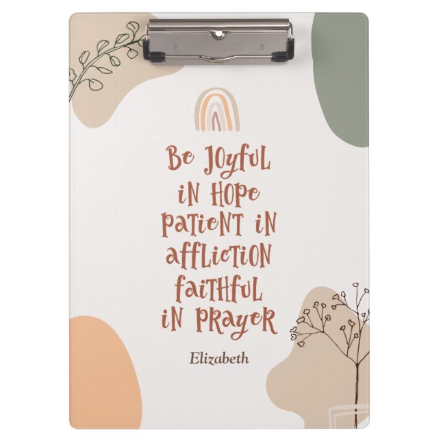 Inspirational Christian Bible Verse Modern Boho Clipboard (Front)
