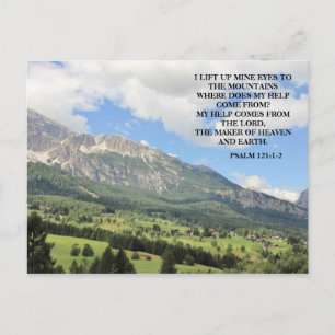 Inspirational Christian Bible Verse Mountains Postcard