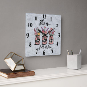 Inspirational Christian Bible Verse /Scripture Square Wall Clock