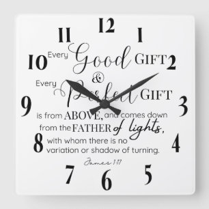 Inspirational Christian Bible Verse Square Wall Clock