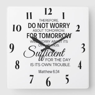 Inspirational Christian Bible Verse Square Wall Clock