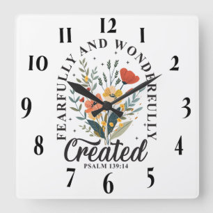 Inspirational Christian Bible Verse Square Wall Clock