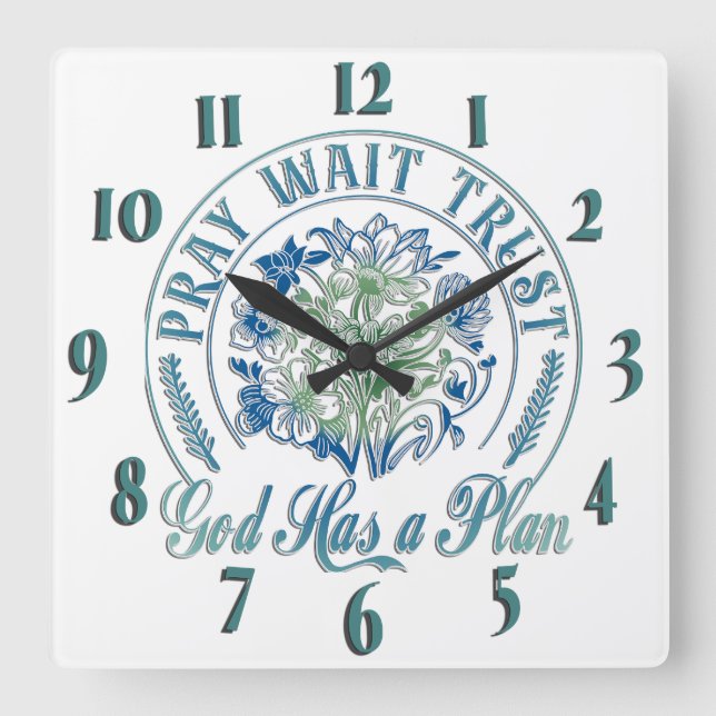 Inspirational Christian Bible Verse Square Wall Clock (Front)