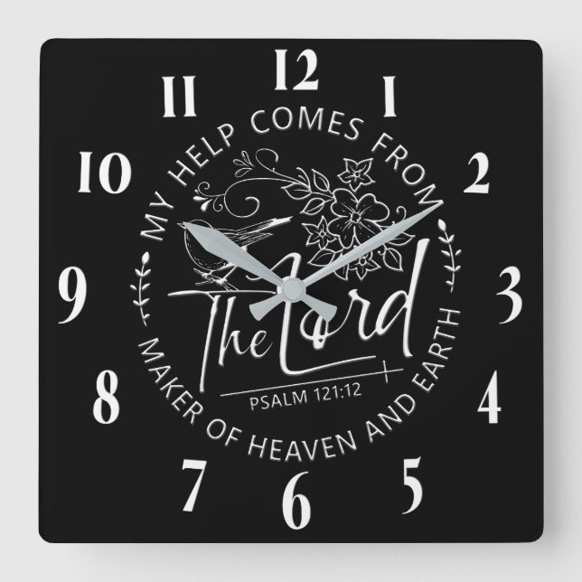 Inspirational Christian Bible Verse Square Wall Clock (Front)