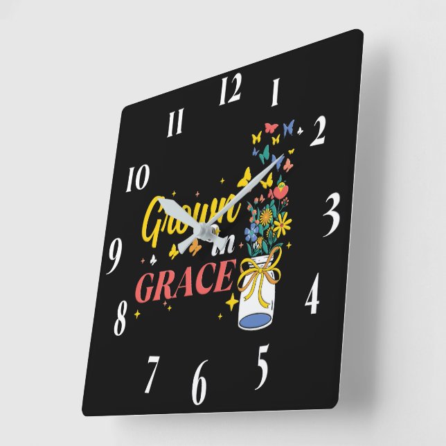 Inspirational Christian Bible Verse Square Wall Clock (Angle)