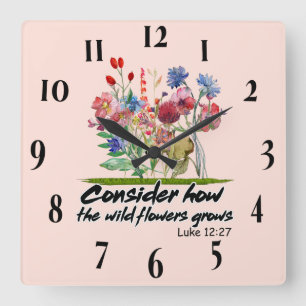 Inspirational Christian Bible Verse Square Wall Clock