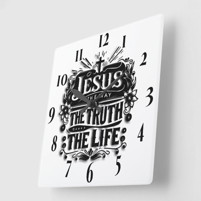 Inspirational Christian Bible Verse Square Wall Clock (Angle)