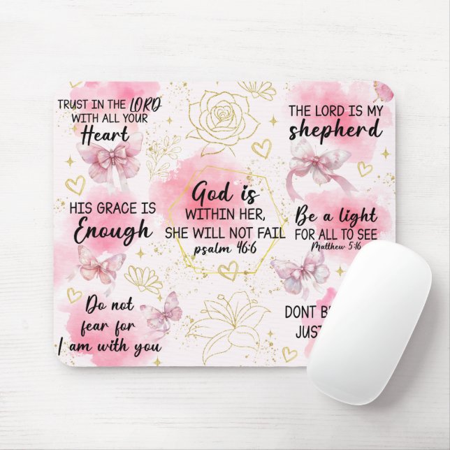 Inspirational Christian Bible Verses Mouse Mat (With Mouse)