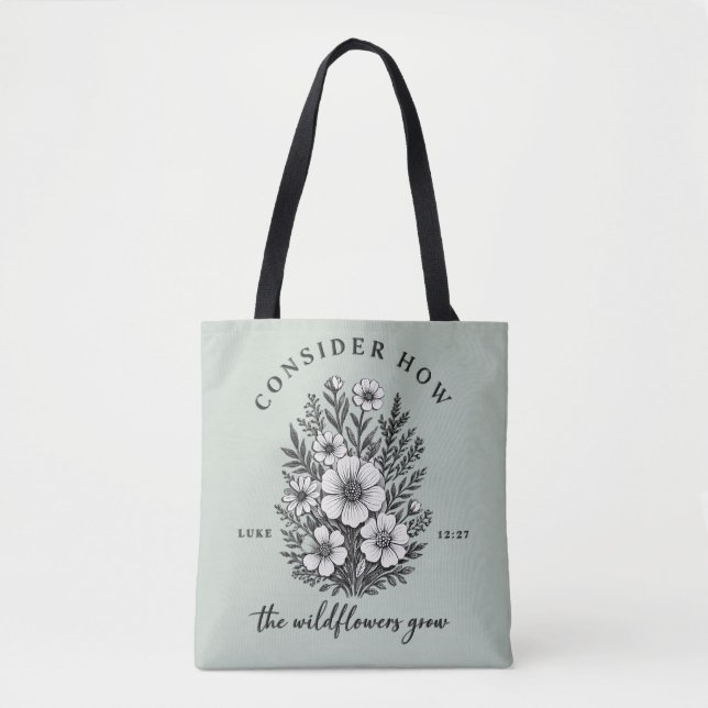 inspirational Christian Consider Verse Tote Bag (Front)