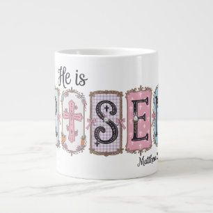 inspirational Christian Easter He I s Risen Verse Large Coffee Mug