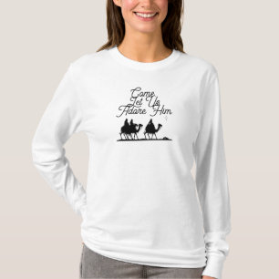 Inspirational Christian Let Us Adore Him Christmas T-Shirt
