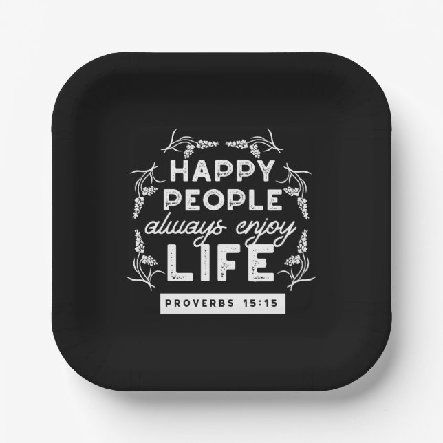 Inspirational Christian Quote from Proverbs 15:15 Paper Plate (Front)