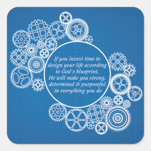 Inspirational Christian Quote - God's Blueprint Square Sticker